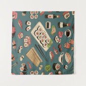 Sushi Rolls: Gekleurd naadloos . Wandkleed (Voorkant (horizontaal))