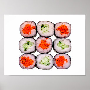 Sushi Rolls Japanse Sjabloon voor voedsel Poster