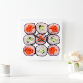 Sushi Rolls Japanse Sjabloon voor voedsel Vierkante Klok (Huis)