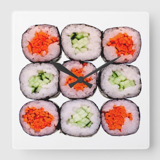 Sushi Rolls Japanse Sjabloon voor voedsel Vierkante Klok (Voorkant)