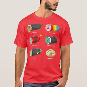 Sushi Rolls Kawaii Anime Animals eet Japans voedse T-shirt