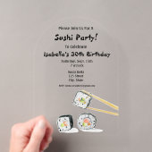 Sushi Rolls Met Chopstick Feestje Acryl Uitnodigingen (Insitu (Draagbaar))