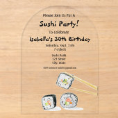 Sushi Rolls Met Chopstick Feestje Acryl Uitnodigingen (Voorkant)