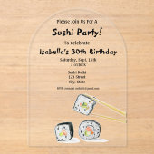 Sushi Rolls met chopstick party Acryl Uitnodigingen (Voorkant)