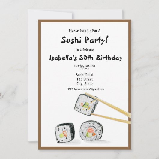 Sushi Rolls met chopstick party Kaart (Voorkant)