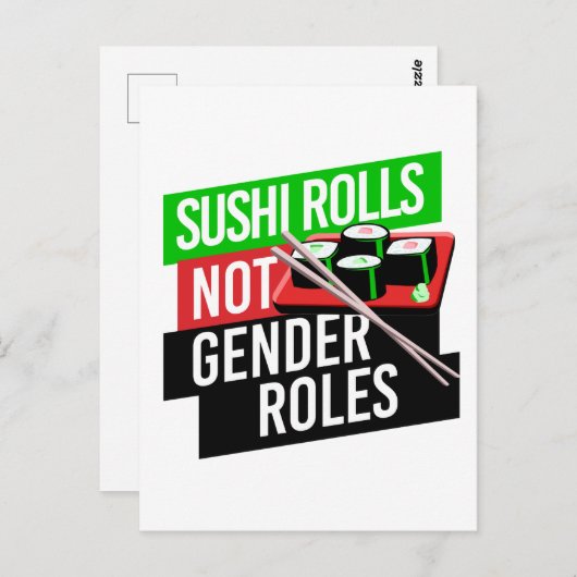 Sushi Rolls not Gender Roles Briefkaart (Voorkant / Achterkant)