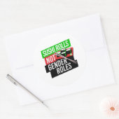 Sushi Rolls not Gender Roles Ronde Sticker (Envelop)