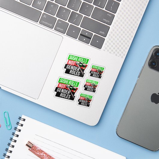 Sushi Rolls not Gender Roles Sticker (Laptop met iPhone)