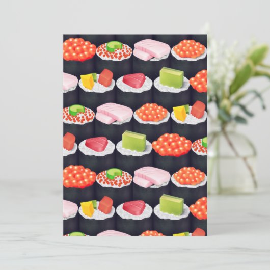 sushi rolls partijuitnodigingen kaart (Staand voorkant)