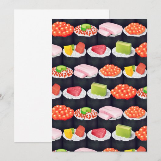 sushi rolls partijuitnodigingen kaart (Voorkant / Achterkant)