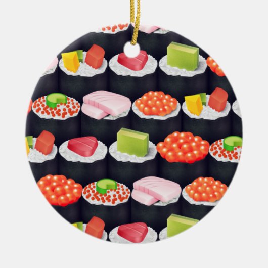 sushi rolls xmas - kerstversieringen keramisch ornament (Voorkant)
