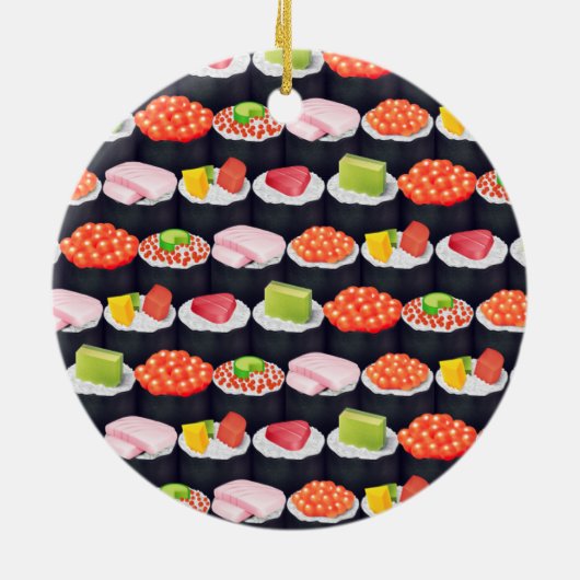 sushi rolls xmas - kerstversieringen keramisch ornament (Achterkant)