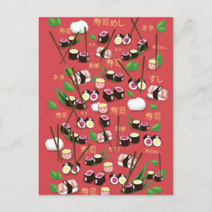 Sushi Rood Briefkaart
