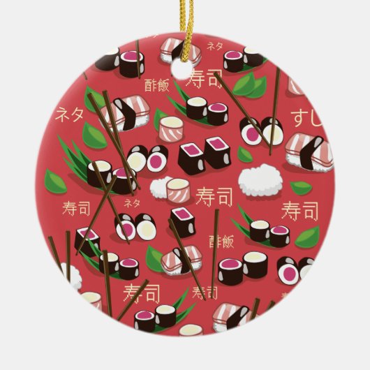 Sushi Rood Keramisch Ornament (Voorkant)