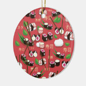 Sushi Rood Keramisch Ornament (Links)
