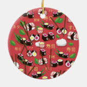 Sushi Rood Keramisch Ornament (Achterkant)
