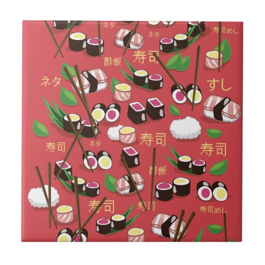 Sushi Rood Tegeltje (Voorkant)