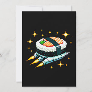 Sushi Ruimteschip Pixel Art Vliegende Sushi Roll O Bedankkaart