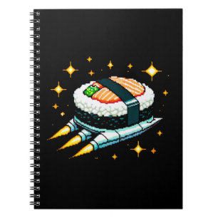 Sushi Ruimteschip Pixel Art Vliegende Sushi Roll O Notitieboek