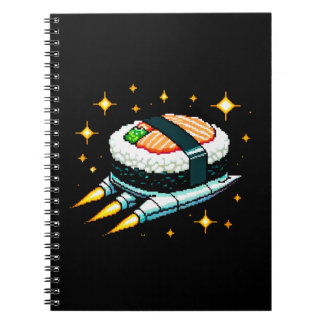 Sushi Ruimteschip Pixel Art Vliegende Sushi Roll O Notitieboek
