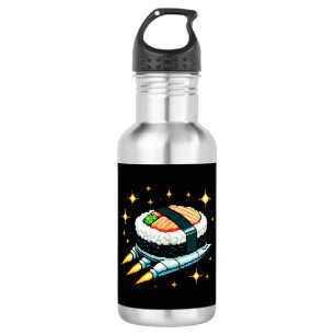 Sushi Ruimteschip Pixel Art Vliegende Sushi Roll O Waterfles