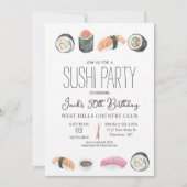 Sushi & Sake Verjaardagsfeest Uitnodiging (Voorkant)