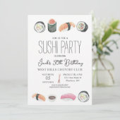Sushi & Sake Verjaardagsfeest Uitnodiging (Staand voorkant)