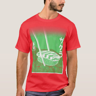 Sushi & Sakura Japanse Cherry Blossom Green Color T-shirt