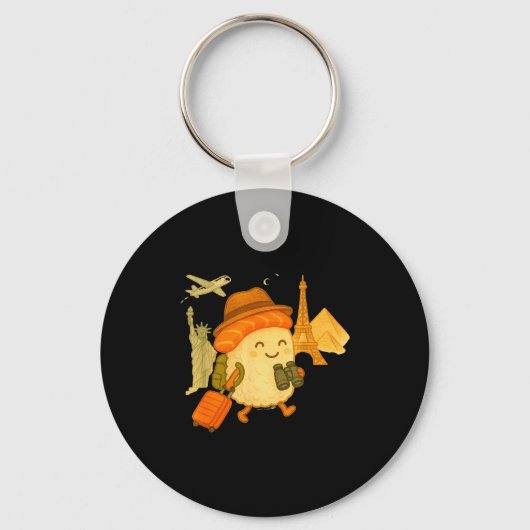 Sushi Salmon Roll Loves To Travel Sleutelhanger (Voorkant)