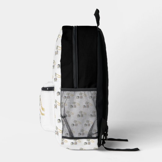 Sushi Salmon Rolls met stokjes illustratie Bedrukte Rugzak (Rechts)