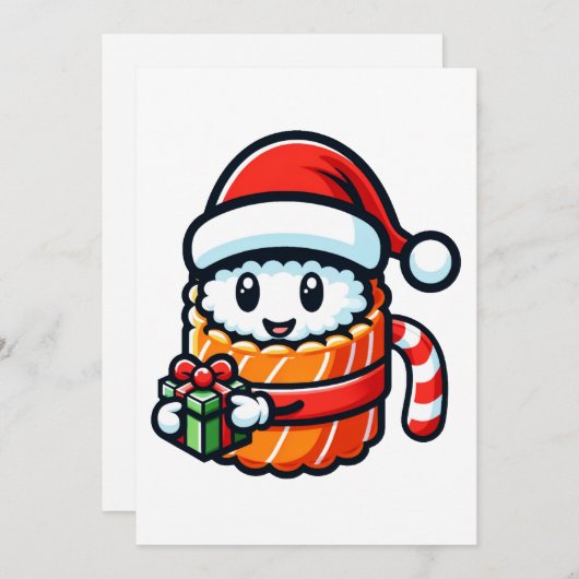 Sushi Santa - Feestelijke Roll met Cadeau Feestdagenkaart (Voorkant / Achterkant)