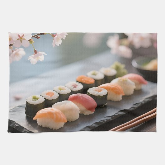 Sushi Schaal Kersenbloesem Theedoek (Horizontaal)