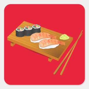 Sushi schattig Japans eten Vierkante Sticker