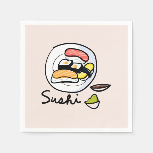 Sushi schattig kawaii Japans etentje Servet (Voorkant)