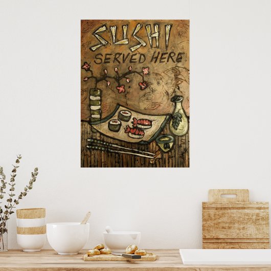 Sushi Served here Poster (Keuken)