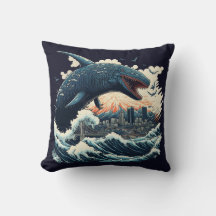 Sushi Shark Monster die de stad aanvalt