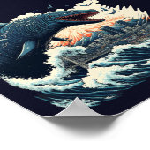 Sushi Shark Monster die de stad aanvalt Poster (Hoek)