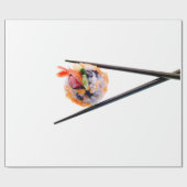 Sushi Shrimp Roll Black Chopsticks op White Japan Cadeaupapier (Vlak)