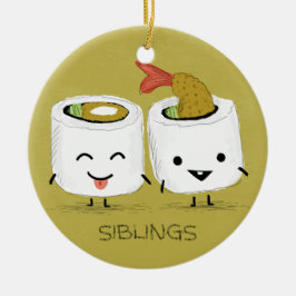 Sushi Siblings Kawaii Tempura Shrimp Sushi Twins Keramisch Ornament