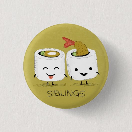 Sushi Siblings Ronde Button 3,2 Cm (Voorkant)