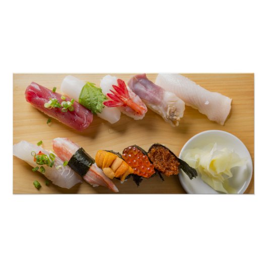 Sushi Spiral – Artistic Presentation of Nigiri Sus Perfect Poster (Voorkant)