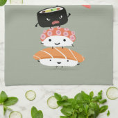 Sushi Stack - een toren van Happy Sushi Friends Theedoek (Gevouwen)