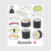 Sushi Sticker Datablad Cute Food Illustration (Vel)