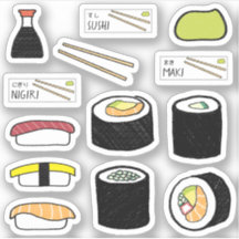 Sushi Sticker Datablad Cute Food Illustration