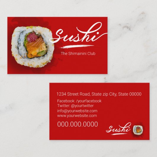 Sushi store, Sushi business, Sushi delivery Visitekaartje (Voorkant / Achterkant)