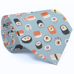 Sushi Stropdas<br><div class="desc">Delicious Japans sushi nigiri maki rolt Japans kunstontwerp op de oeiblauwe achtergrond van een robin. Ideaal voor je favoriete gourmet, chef-kok of foodie.</div>
