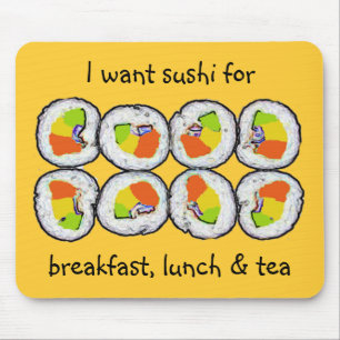 Sushi Sushi Breakfast Lunch en Tea Mousepad Muismat