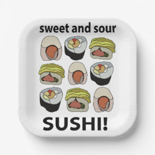 Sushi Sweet en Sour Sushi Party Papieren Bordje