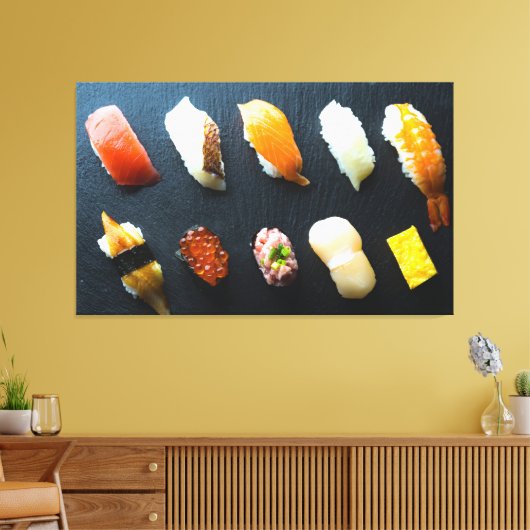 Sushi Symphony on Slate - Canvas Art (Insitu (Woonkamer))