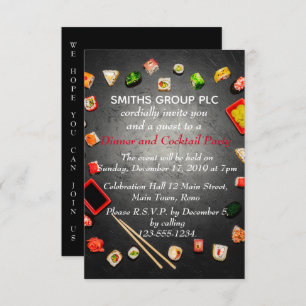 Sushi Table Elegant Black and White Dinner Party Kaart